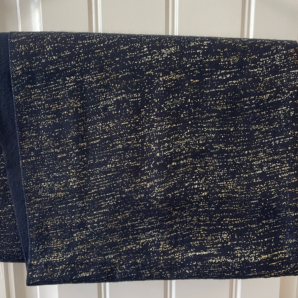 Wide & Long Warm Navy, Gold & Silver Scarf